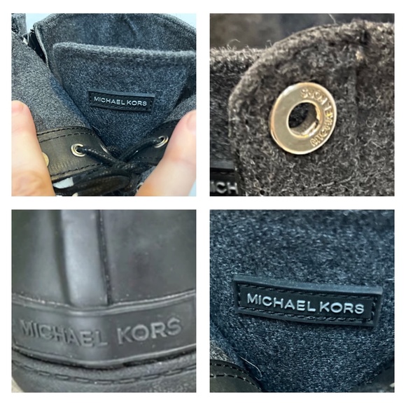 Michael Kors Easton Flannel and Rubber Tall Rain Boot, Black / Gray, Size 7 - Picture 10 of 11